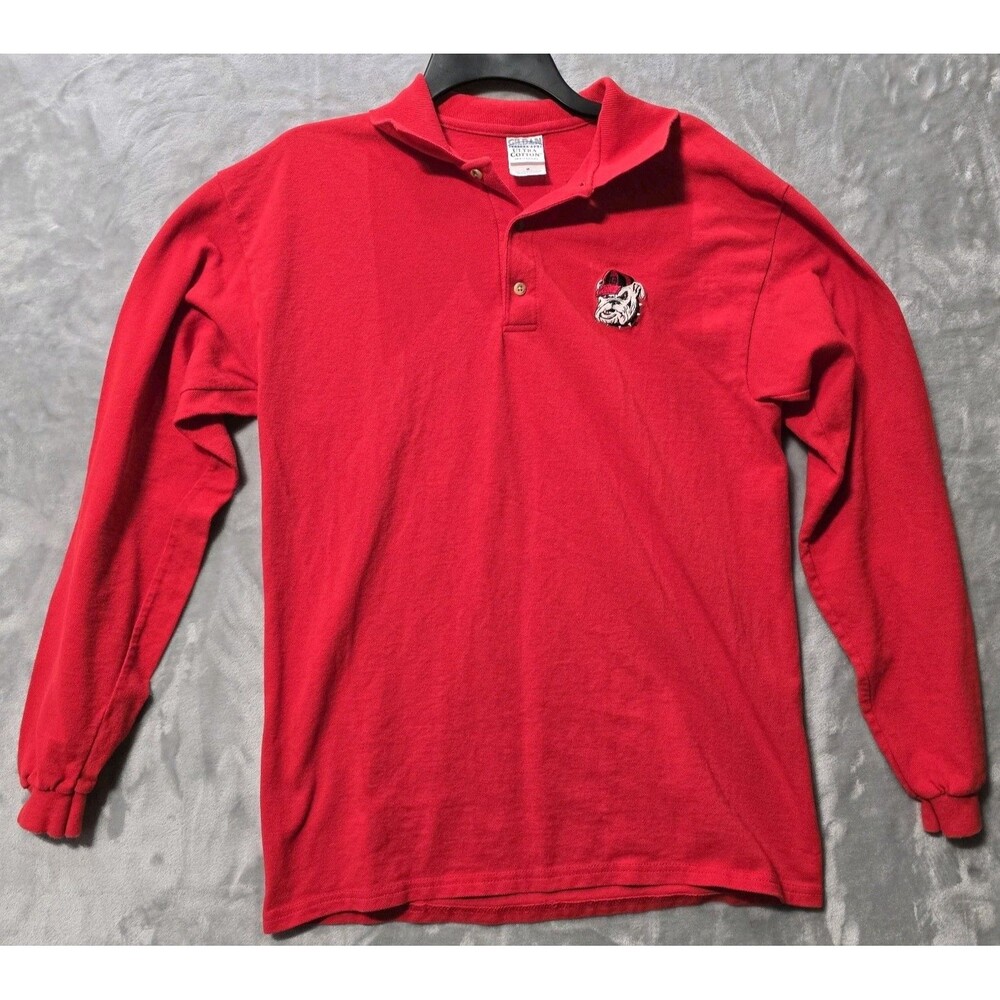 Gildan Georgia Bulldogs Pullover Shirt Long Sleeve Med Red Heavyweight Cotton